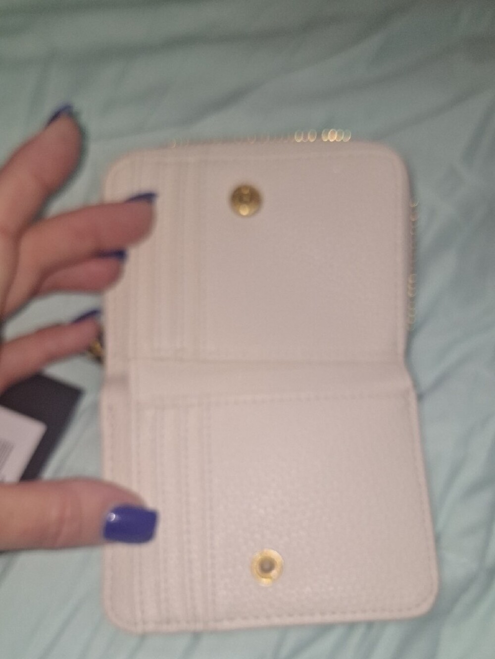 Tahari Light Pink Zip-Around Compact Wallet with Gold T Accent - Picture 4 of 6